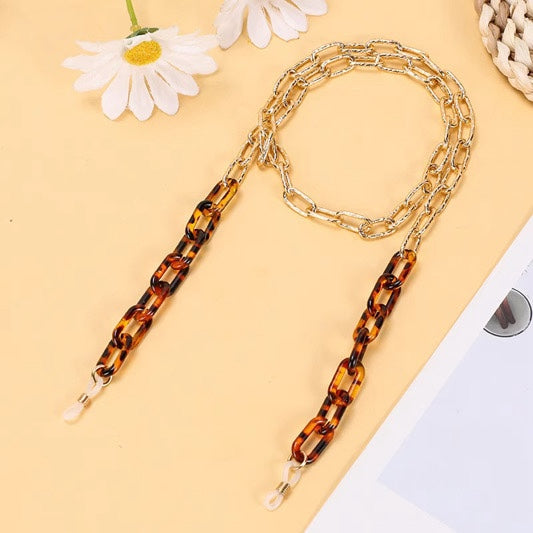 Tortoise Shell & Gold Eyewear Chain