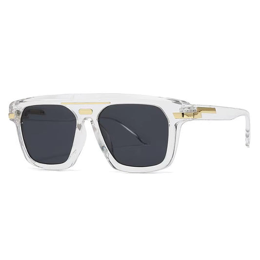 ES0281 flat top sunglasses in clear acetate with dark grey lenses