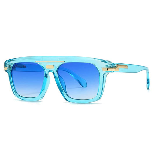 ES0281 flat top sunglasses in blue with gradient blue lenses