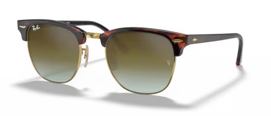 Rayban Clubmaster Red Havana Sunglasses with Green Gradient Flash Lenses