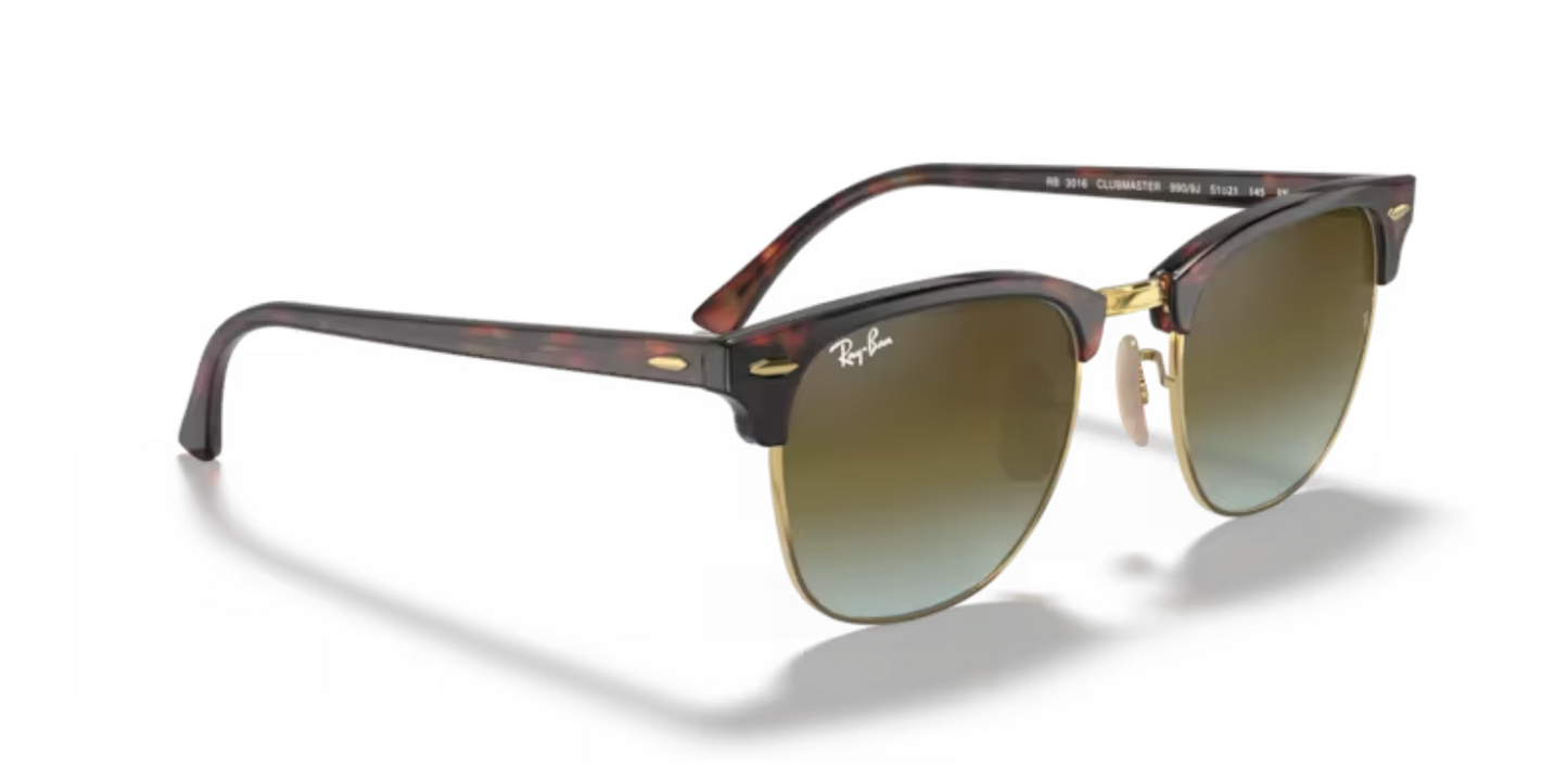 Rayban Clubmaster Red Havana Sunglasses with Green Gradient Flash Lenses