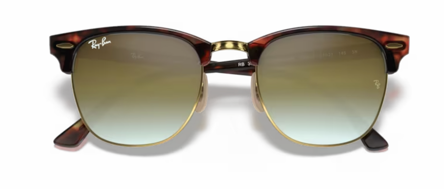 Rayban Clubmaster Red Havana Sunglasses with Green Gradient Flash Lenses