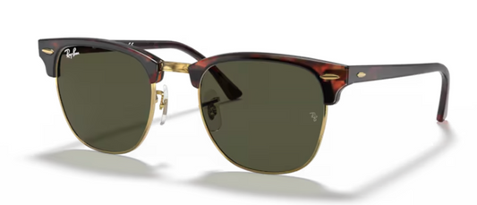 Rayban Clubmaster Tortoise on Gold Sunglasses with Classic Rayban Green Tint