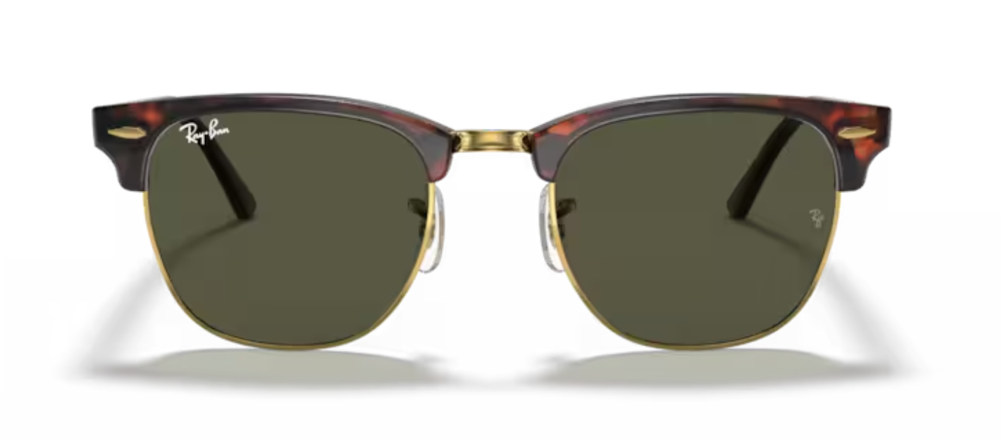 Rayban Clubmaster Tortoise on Gold Sunglasses with Classic Rayban Green Tint
