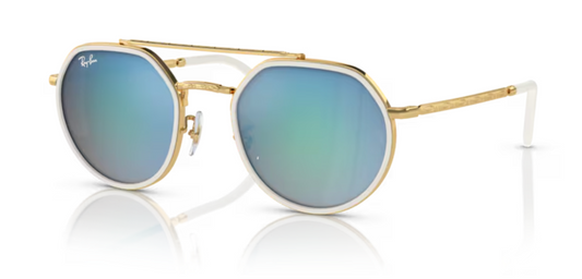 Rayban Arista Gold Sunglasses with Mirror Blue Tint