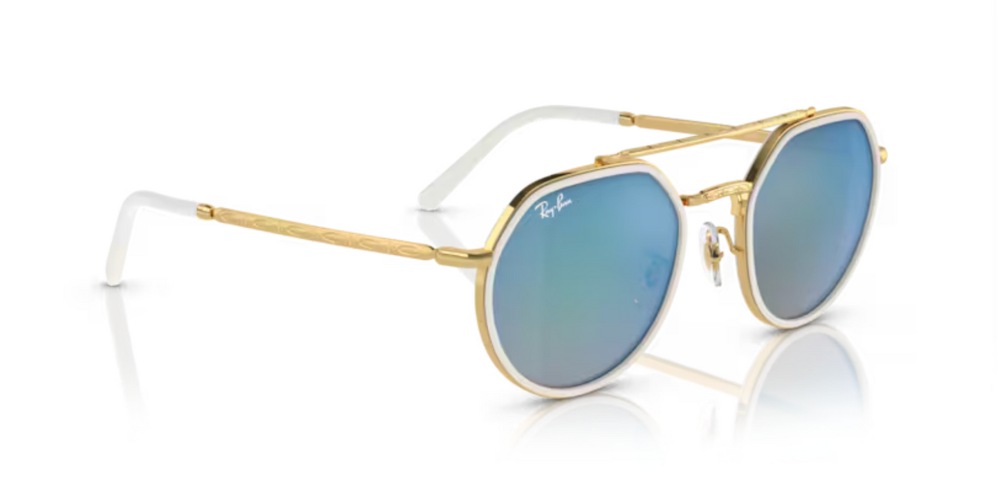 Rayban Arista Gold Sunglasses with Mirror Blue Tint
