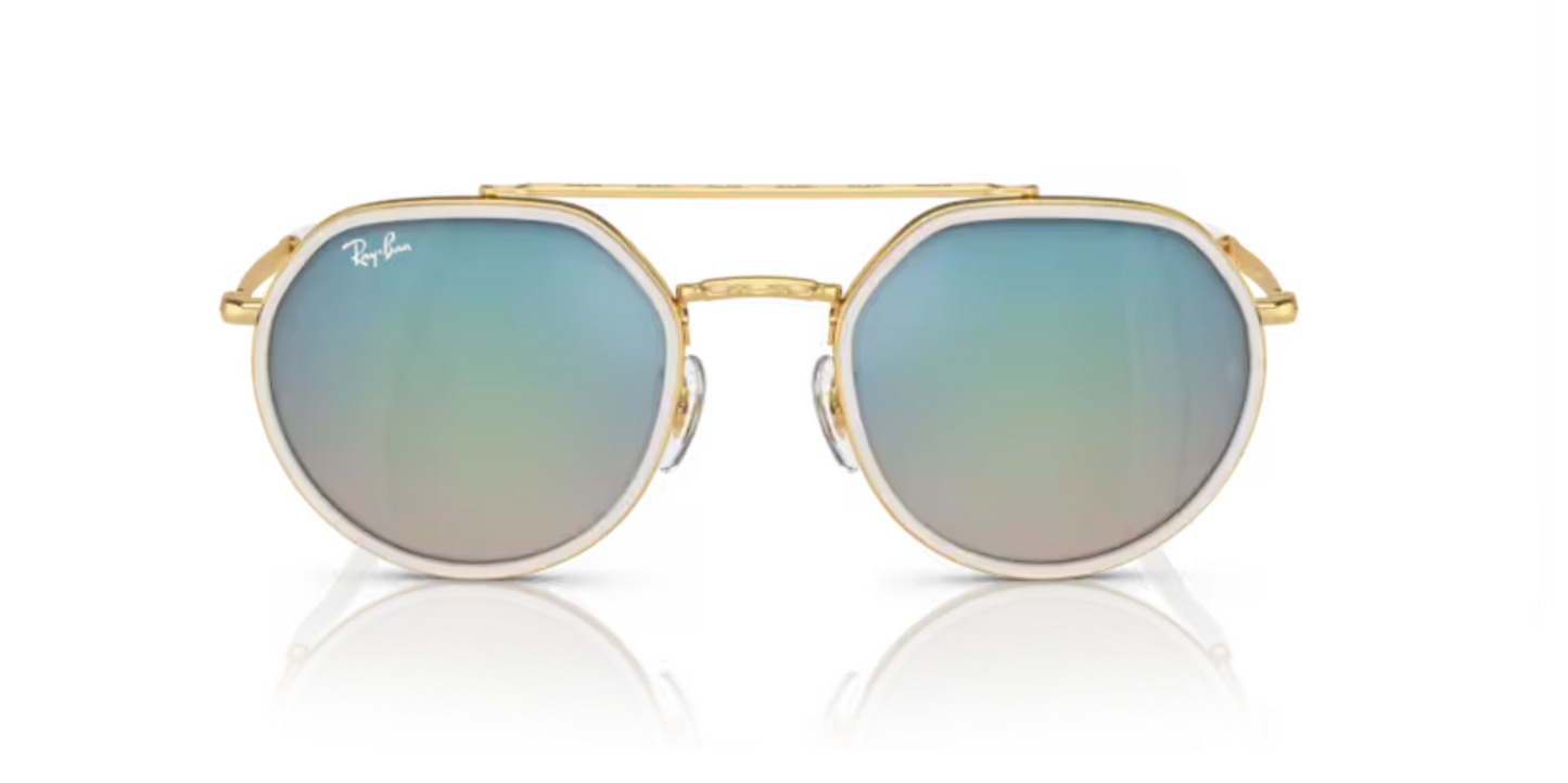 Rayban Arista Gold Sunglasses with Mirror Blue Tint
