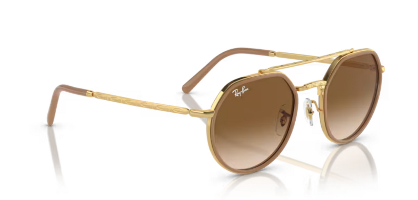 Rayban Arista Gold Sunglasses with Light Brown Tint