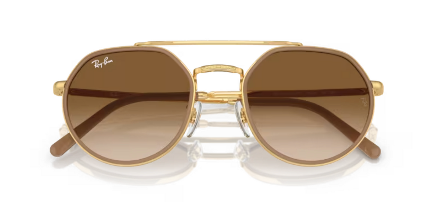 Rayban Arista Gold Sunglasses with Light Brown Tint