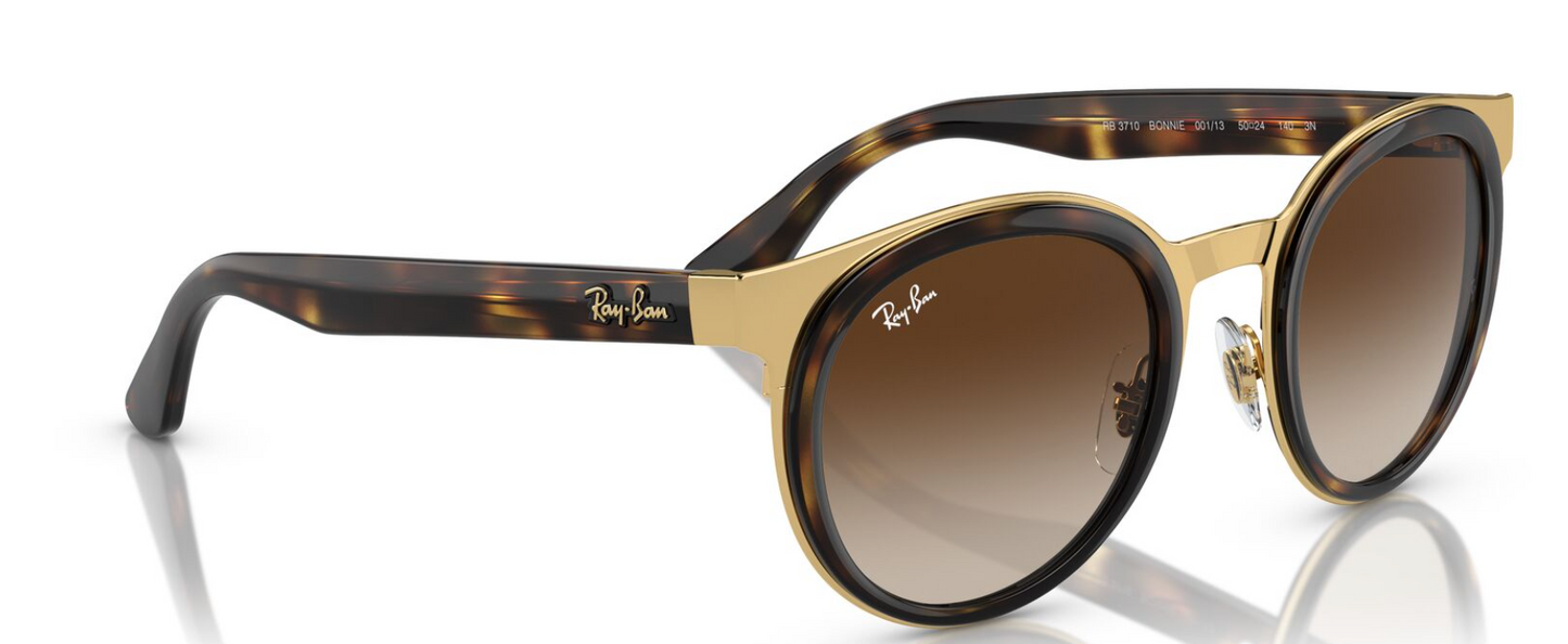Rayban Bonnie Sunglasses Polished Havana on Gold with brown Gradient tint