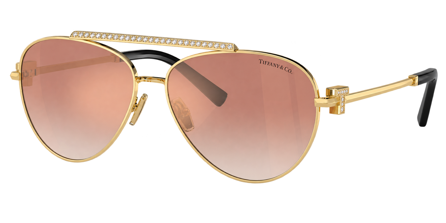 Tiffany & Co. TF3101B Pilot Sunglasses – Pale Gold & Gradient Pink Mirror