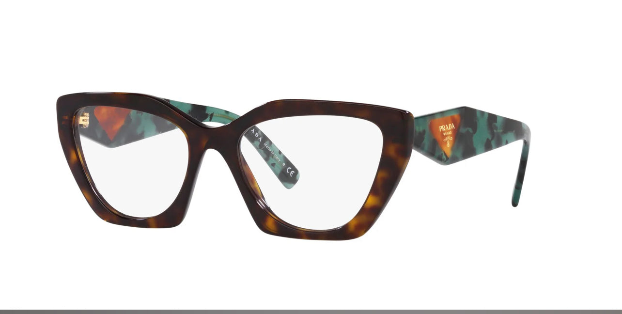 PRADA Tortoiseshell/Green distinctive Eyeglasses VPR09Y