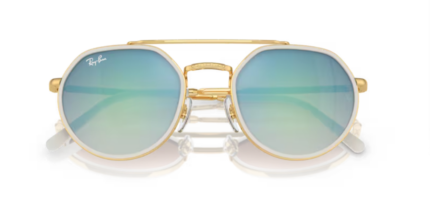 Rayban Arista Gold Sunglasses with Mirror Blue Tint