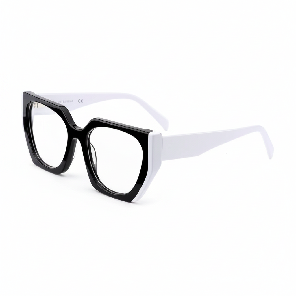 ES2180 Black White oversized cat eye frames