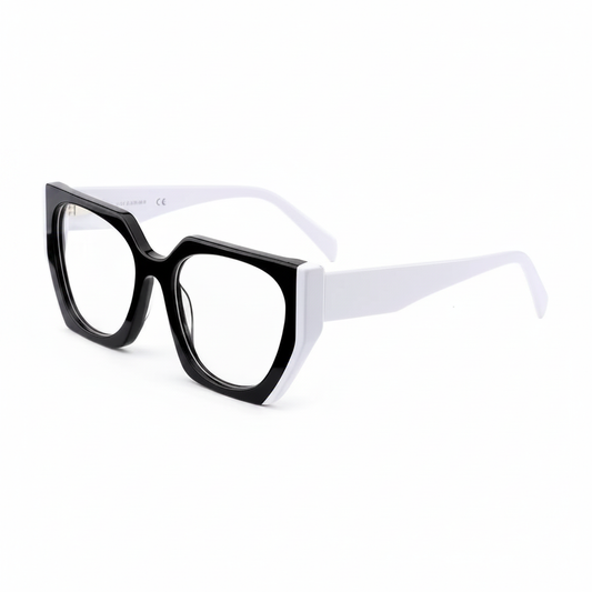 ES2180 Black White oversized cat eye frames